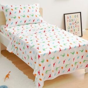 Colorful Dinosaur Print Toddler Bedding Set